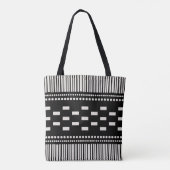 Tote Bag Boho Lignes Scandinaves Points Noir Blanc (Dos)