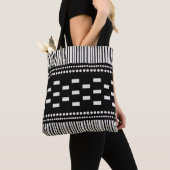 Tote Bag Boho Lignes Scandinaves Points Noir Blanc (De près)