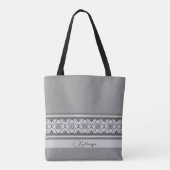 Tote Bag Boho Méditerranée Carrelage noir blanc personnalis (Dos)