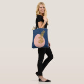 Tote Bag Boho Moderne Abstrait Botanique Art Rose Bleu Or (Sur le modèle)