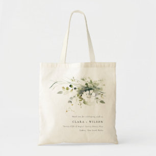 Tote Bag Boho moderne Abstrait vert blanc Mariage floral