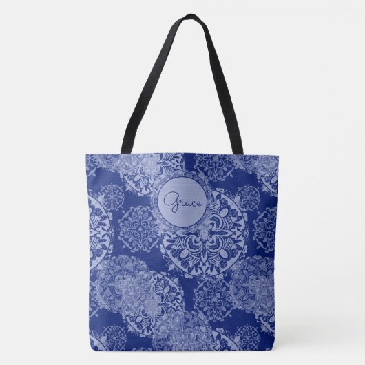 Tote Bag Boho Moody Blues Mandalas Fourre-tout (Devant)