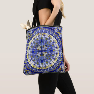Tote Bag Boho Mosaic Carreaux Marine Eau bleue -