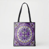 Tote Bag Boho Mosaic Tuile Violette - (Devant)