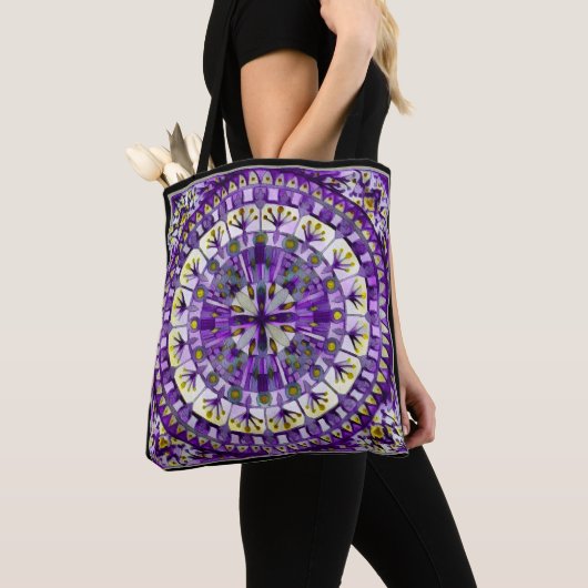 Tote Bag Boho Mosaic Tuile Violette - (De près)