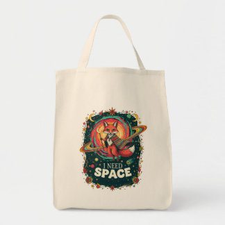 Tote Bag Boho Multicolor Cosmic Fox I Need Space Retro