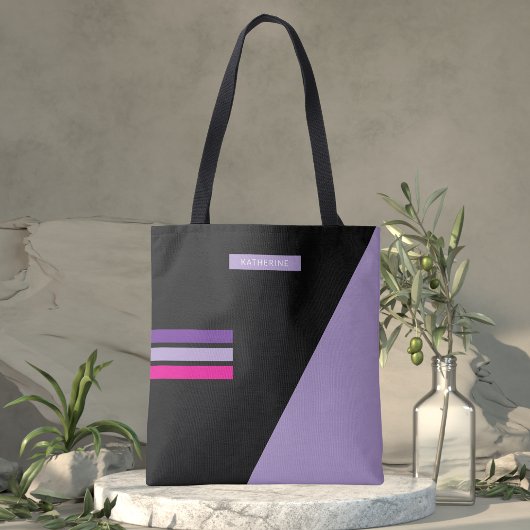 Tote Bag Boho Noir Abstrait Tendance Féminin