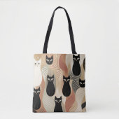 Tote Bag Boho noir Chat halloween (Devant)