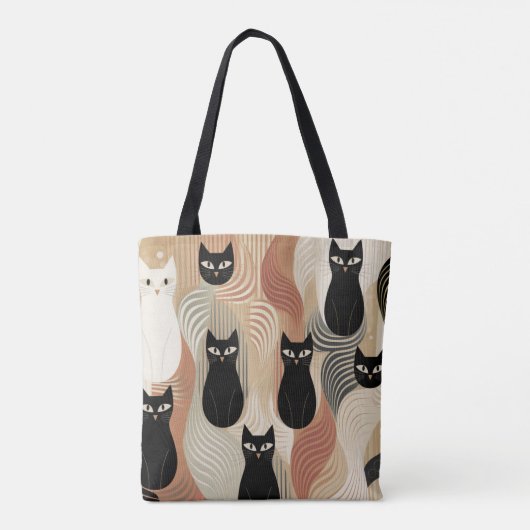 Tote Bag Boho noir Chat halloween (Dos)