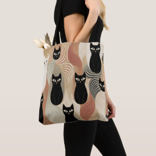 Tote Bag Boho noir Chat halloween