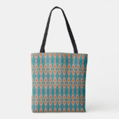 Tote Bag Boho Orange and turquoise Tribal Inspired  (Dos)