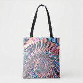 Tote Bag Boho Pastel Rose et Bleu Spirale Abstrait Fractal (Devant)