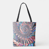 Tote Bag Boho Pastel Rose et Bleu Spirale Abstrait Fractal (Dos)