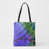 Tote Bag Boho Peacock Blue Green Abstrait Batik Tie Dye Art (Devant)