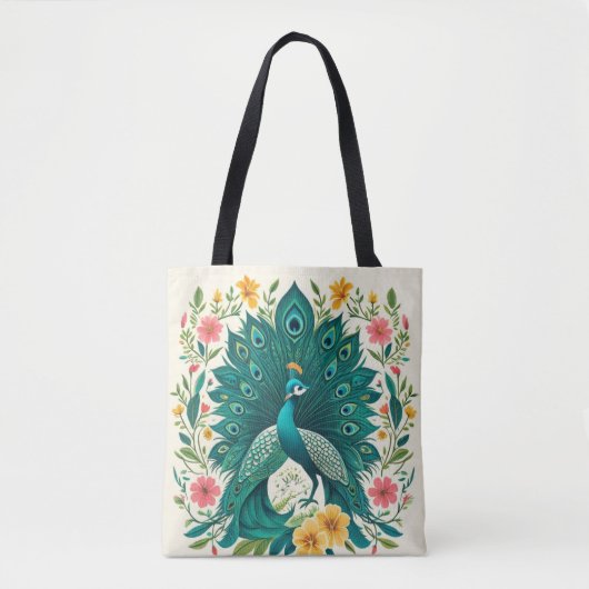 Tote Bag Boho Peacock Design (Devant)
