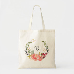 Tote Bag Boho personnalisé orange et rose floral