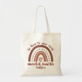 Tote Bag Boho Rainbow La Santé Mentale Soit Conforme À Votr (Devant)