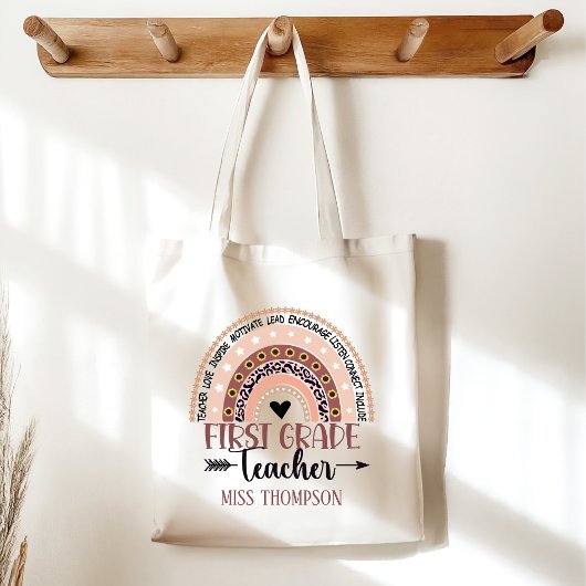 Tote Bag Boho Rainbow – Perfect Teacher Gift for 1st Grade
