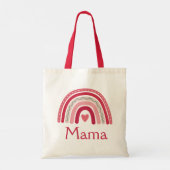 Tote Bag Boho Rainbow Pink Heart Mama (Dos)