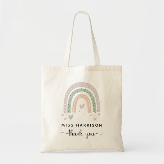 Tote Bag Boho Rainbow Sage enseignant Merci (Devant)