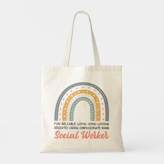 Tote Bag Boho Rainbow Social Worker (Dos)