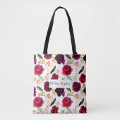 Tote Bag Boho rouge Bourgogne rose (Devant)