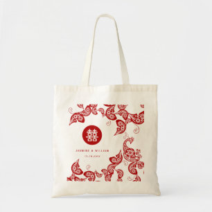 Tote Bag Boho rouge Floral Peacock Élégant Mariage chinois