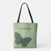 Tote Bag Boho rustique Faded Green Butterfly Fourre-tout (Dos)