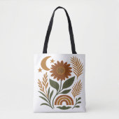 Tote Bag Boho Rustique Soleil & Arc-en-Ciel  (Devant)