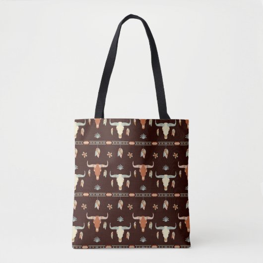 Tote Bag Boho Steer Motif (Devant)