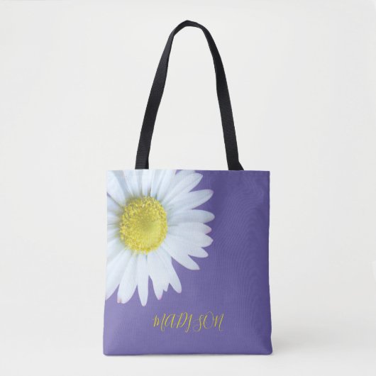 Tote Bag Boho tendance blanc jaune violet (Devant)