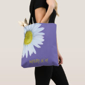 Tote Bag Boho tendance blanc jaune violet (De près)