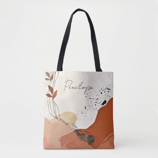 Tote Bag Boho Terracotta Abstrait Fourre-tout (Devant)