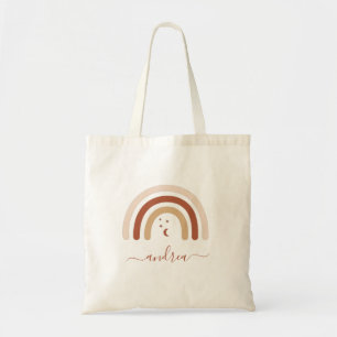 Tote Bag Boho Terracotta Bohemian Rainbow Kids Nom de la lu