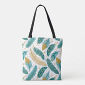 Tote Bag Boho Turquoise et or plumes (Dos)