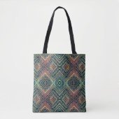 Tote Bag Boho Turquoise et rose multi-tribal inspiré (Devant)