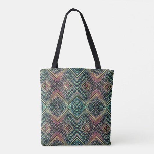 Tote Bag Boho Turquoise et rose multi-tribal inspiré (Dos)