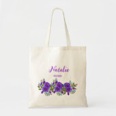 Tote Bag Boho violet Bridemaid floraux d'aquarelle estivale (Devant)