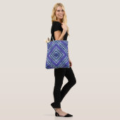 Tote Bag Boho Violet, Vert & Blanc Inspiré Tribal (Sur le modèle)
