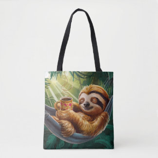 Tote Bag Boire du café mignon Sloth