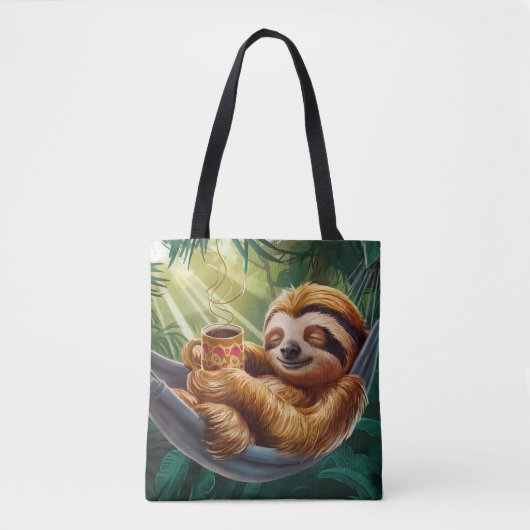 Tote Bag Boire du café mignon Sloth (Devant)