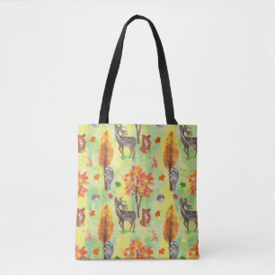 Tote Bag Bois Animaux d'aquarelle
