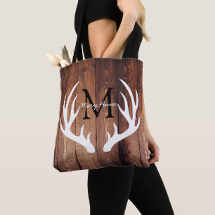 Tote Bag Bois blanc rustique et nom de grange d'andouillers