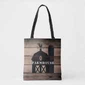 Tote Bag Bois Campagnard Rustique Noir Maison de Ferme (Devant)
