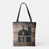 Tote Bag Bois Campagnard Rustique Noir Maison de Ferme (Dos)