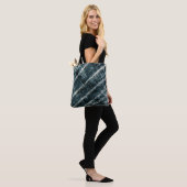Tote Bag Bois peint en bleu (Sur le modèle)