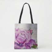 Tote Bag Bois rustique Aquarelle Rose violet (Devant)