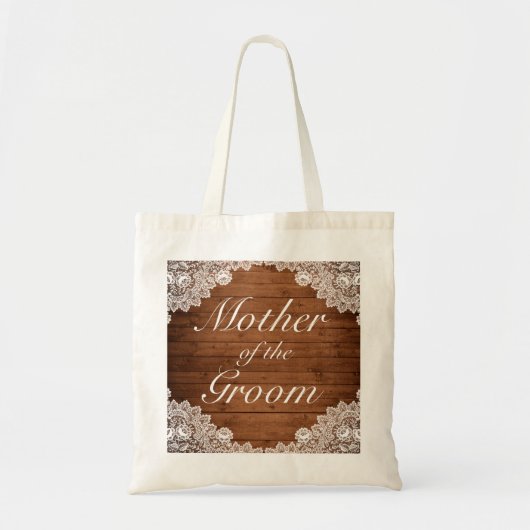 Tote Bag Bois rustique & dentelle Mère de mariée de chambre (Devant)
