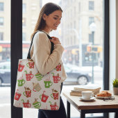 Tote Bag Boissons chaudes festives Noël Motif