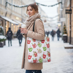 Tote Bag Boissons chaudes festives Noël Motif
